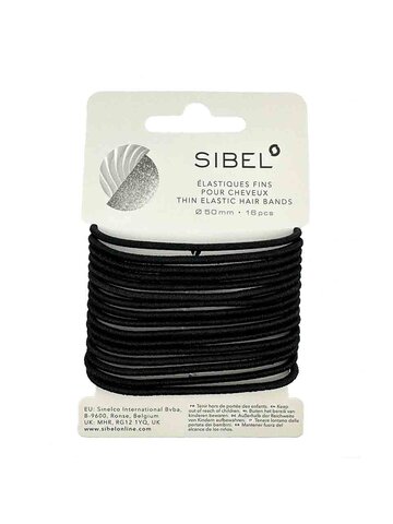 4441416 KP SIBEL ELASTIC THIN HAIR BANDS BLACK 50 MM 16 KS-1